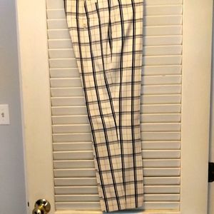 Theory dress pants, wool blend white and blue plai